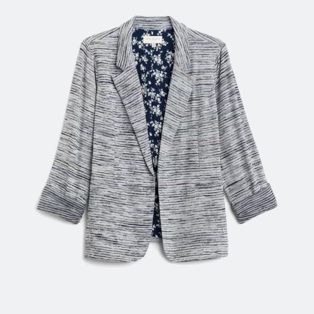Skies Are Blue Gray Striped Blazer